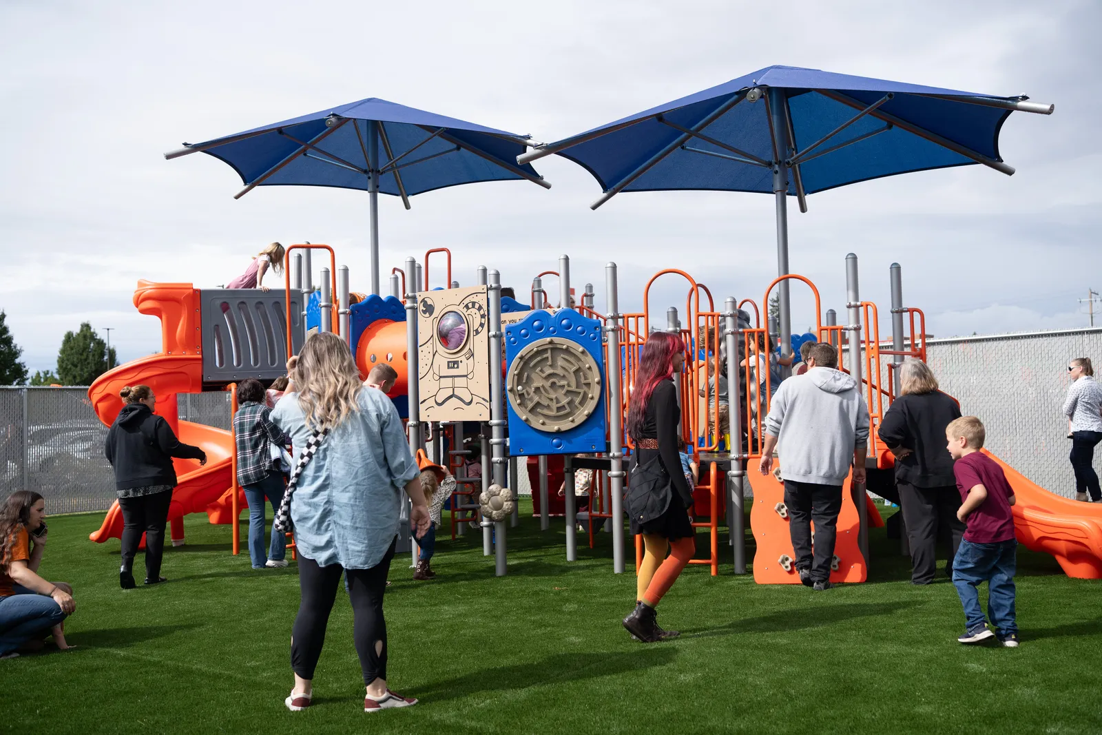 Families on the new Valley playground