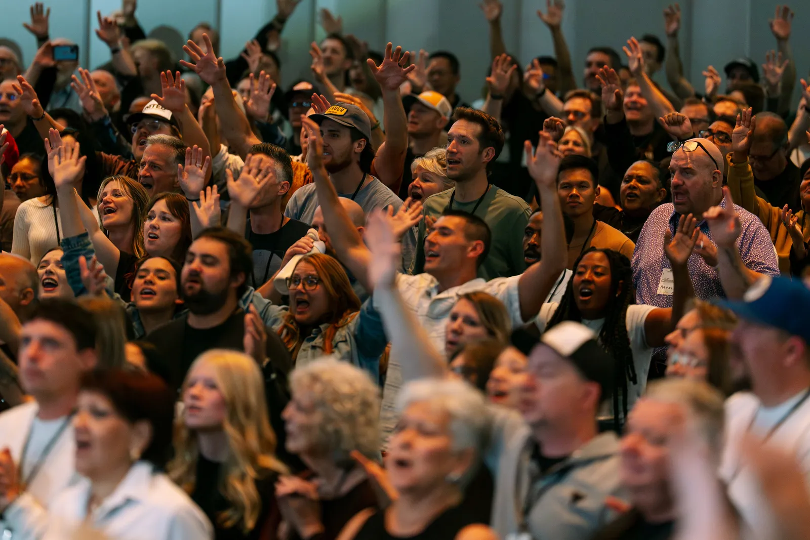 Leaders worshiping at a national conference
